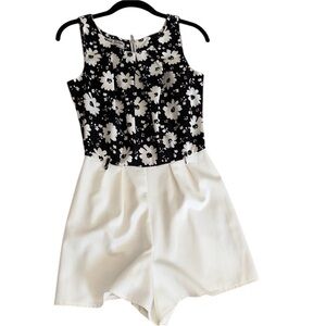 Parisian Collection Floral Black and Cream Romper